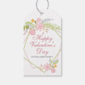 Aangepaste Valentijnsdag  roze Floral Party Cadeaulabel (Voorkant)