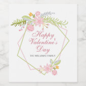 Aangepaste Valentijnsdag  roze Floral Party Wijn Etiket (Enkel label)
