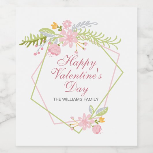 Aangepaste Valentijnsdag  roze Floral Party Wijn Etiket (Enkel label)