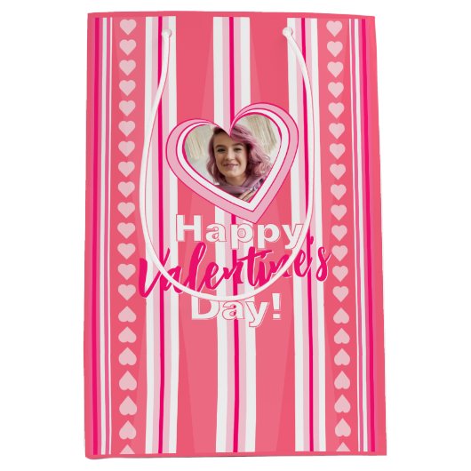 Aangepaste Valentijnsdag strepen Medium Cadeauzakje (Voorkant)