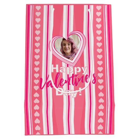 Aangepaste Valentijnsdag strepen Medium Cadeauzakje (Achterkant)