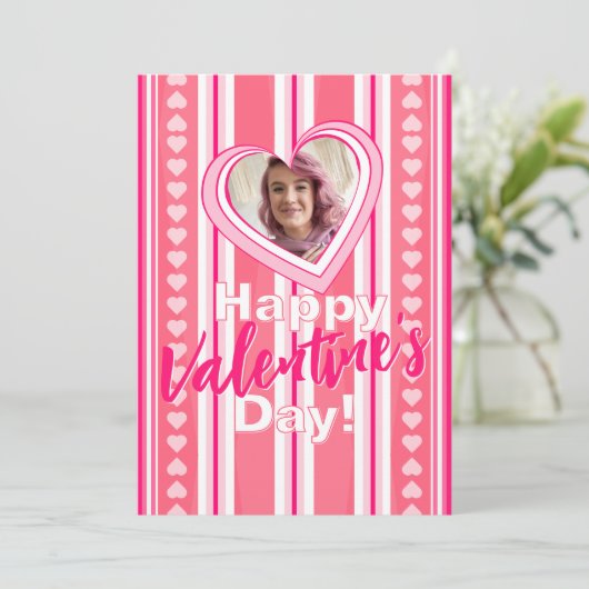 Aangepaste Valentijnsdag Stripes Holiday Kaart (Staand voorkant)