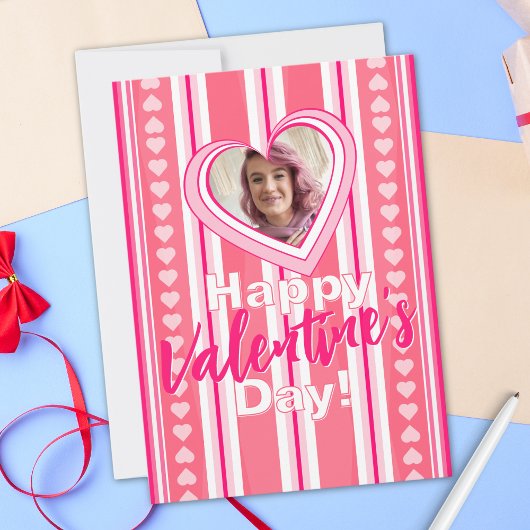Aangepaste Valentijnsdag Stripes Holiday Kaart