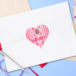 Aangepaste Valentijnsdag Stripes Holiday Kaart Hart Sticker