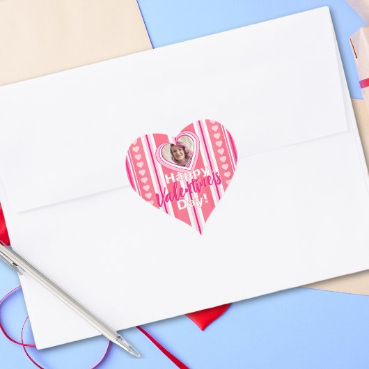 Aangepaste Valentijnsdag Stripes Holiday Kaart Hart Sticker