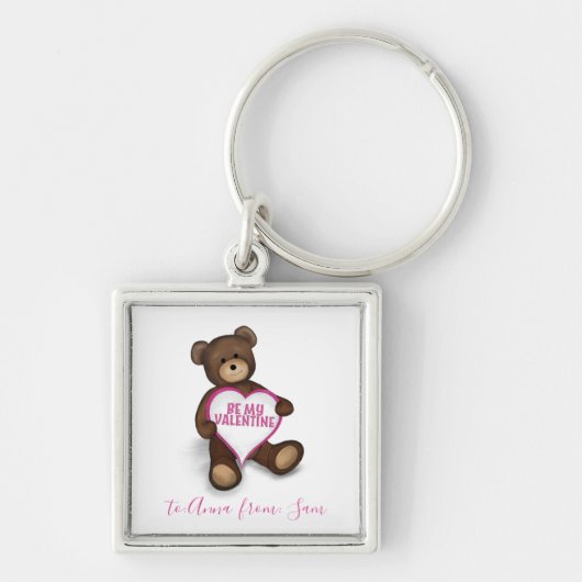 Aangepaste Valentijnsdag  Teddy Bear Sleutelhanger (Voorkant)