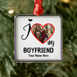Aangepaste Valentijnse foto Ik hou van mijn vriend Metalen Ornament