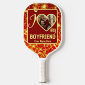 Aangepaste Valentijnse foto Ik hou van mijn vriend Pickleball Paddle (Voorkant)