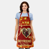 Aangepaste Valentijnse foto Ik hou van mijn vriend Schort (Gedragen)