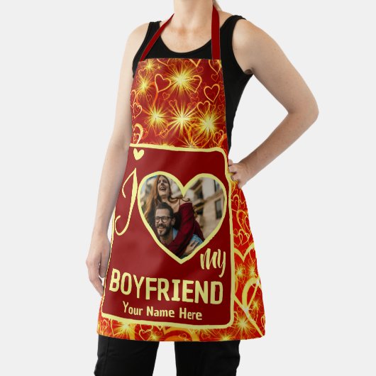 Aangepaste Valentijnse foto Ik hou van mijn vriend Schort (Insitu)
