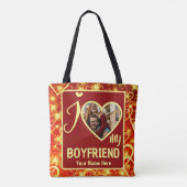 Aangepaste Valentijnse foto Ik hou van mijn vriend Tote Bag (Achterkant)