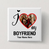 Aangepaste Valentijnse foto Ik hou van mijn vriend Vierkante Button 5,1 Cm (Voorkant)