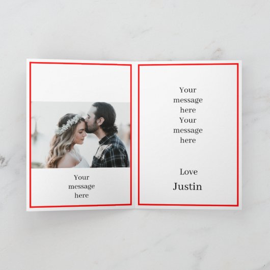 Aangepaste Valentijnskaart met twee foto's en vouw Kaart (Binnen)