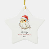 Aangepaste valkparkiet met kerstmuts eerste kerstf keramisch ornament (Achterkant)