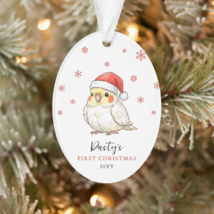 Aangepaste valkparkiet met kerstmuts eerste kerstf ornament