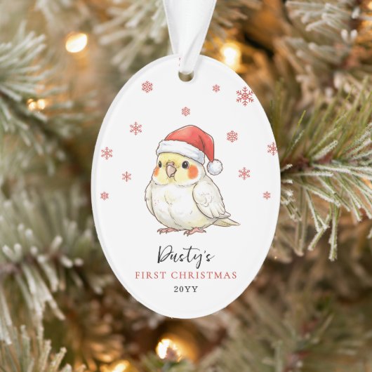 Aangepaste valkparkiet met kerstmuts eerste kerstf ornament (Boom)