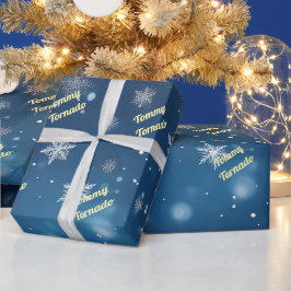 Aangepaste vallende sneeuwvlok gepersonaliseerd cadeaupapier