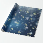 Aangepaste vallende sneeuwvlok gepersonaliseerd cadeaupapier (Uitgerold)