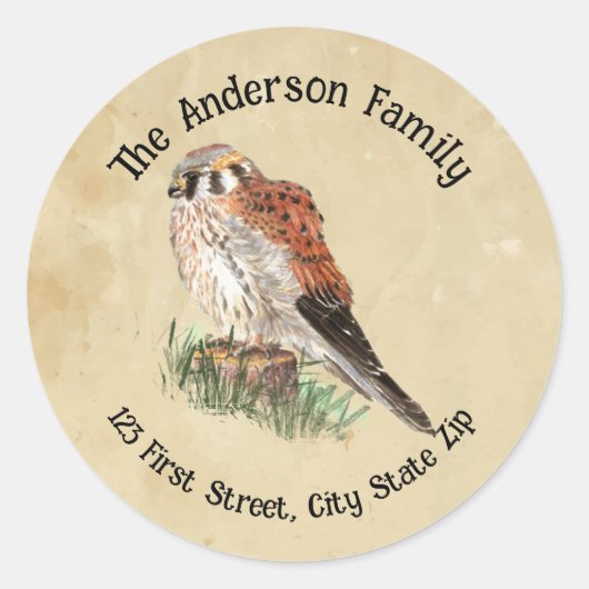 Aangepaste valvalk Sparrow Hawk Bird Natuur Art Ronde Sticker (Voorkant)