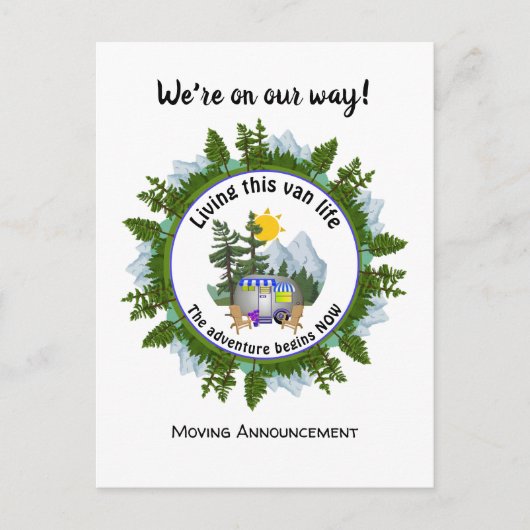 Aangepaste Van Life CARAVAN Camping Aankondigingskaart (Voorkant)