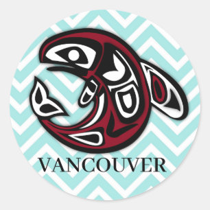 Aangepaste Vancouver Native American Orca Killer W Ronde Sticker