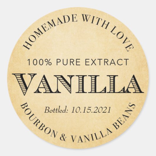 Aangepaste vanille-extract met Bourbon VE005_01rdb Ronde Sticker (Voorkant)