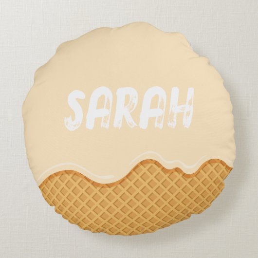 Aangepaste vanille ijs schattig ontwerp voor kinde rond kussen (Achterkant)