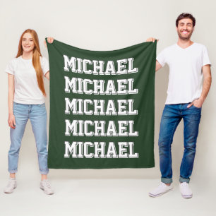 Aangepaste Varsity Groene Naam Fleece Deken