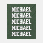 Aangepaste Varsity Groene Naam Fleece Deken (Voorkant)