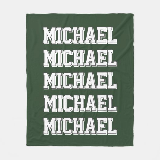 Aangepaste Varsity Groene Naam Fleece Deken (Voorkant)