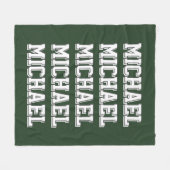 Aangepaste Varsity Groene Naam Fleece Deken (Voorkant (Horizontaal))