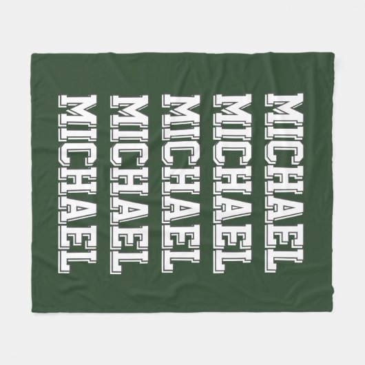 Aangepaste Varsity Groene Naam Fleece Deken (Voorkant (Horizontaal))