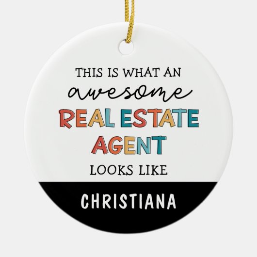 Aangepaste vastgoedagent Funny Geweldige Realtor Keramisch Ornament (Voorkant)