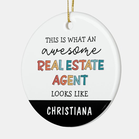 Aangepaste vastgoedagent Funny Geweldige Realtor Keramisch Ornament (Links)