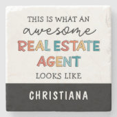 Aangepaste vastgoedagent Funny Geweldige Realtor Stenen Onderzetter (Voorkant)