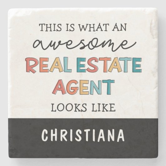 Aangepaste vastgoedagent Funny Geweldige Realtor Stenen Onderzetter (Voorkant)