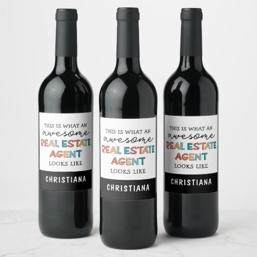 Aangepaste vastgoedagent Funny Geweldige Realtor Wijn Etiket (Flessen)