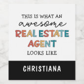 Aangepaste vastgoedagent Funny Geweldige Realtor Wijn Etiket (Enkel label)