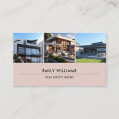 Aangepaste Vastgoedfoto QR Social Media Roze Visitekaartje (Voorkant)