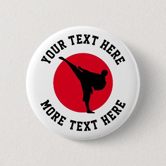 Aangepaste vechtkunsten karate schoppen silhouette ronde button 5,7 cm (Voorkant)