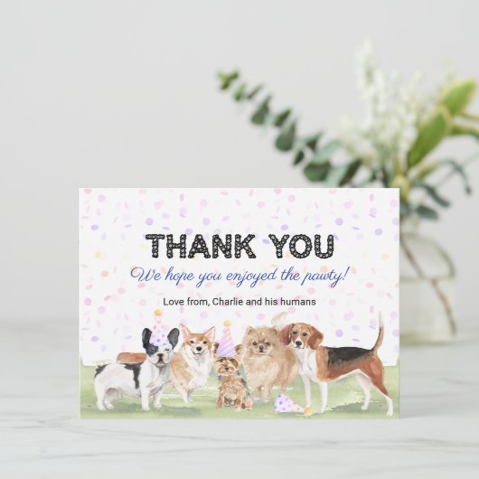 Aangepaste vechtpartij Pet Blue Dog Birthday Bedankkaart (Staand voorkant)