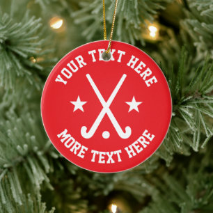 Aangepaste veld hockey sport kerstboom ornament