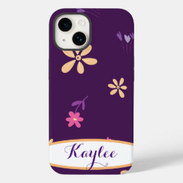 Aangepaste veldbloemen Paarse telefooncel Case-Mate iPhone 14 Hoesje