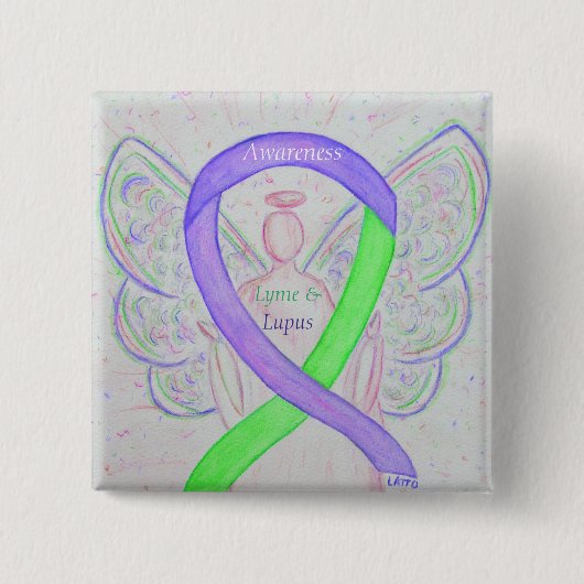 Aangepaste vellen voor Lyme en Lupus Awareness Ang Vierkante Button 5,1 Cm (Voorkant)