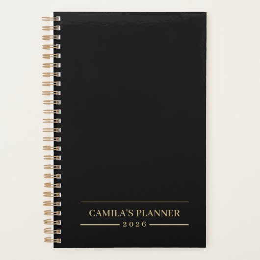 Aangepaste Velvet Zwarte Minimalistische Planner (Voorkant)
