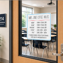 Aangepaste venstersticker met kantooruren voor ler