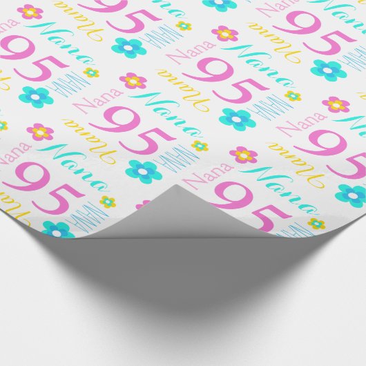 Aangepaste ventilator of naamleeftijd 95 jaar oud  cadeaupapier (Hoek)