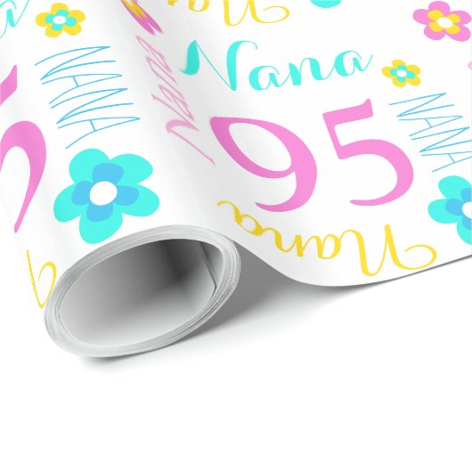 Aangepaste ventilator of naamleeftijd 95 jaar oud  cadeaupapier (Rol Hoek)