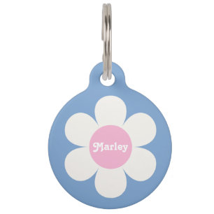 Aangepaste ventilator Power Daisy roze en blauw Huisdierpenning