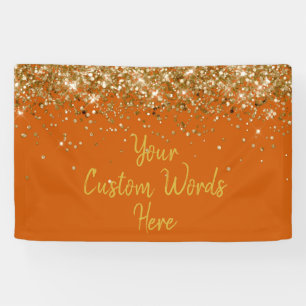 Aangepaste verbrande oranje gouden verjaardagsfees spandoek